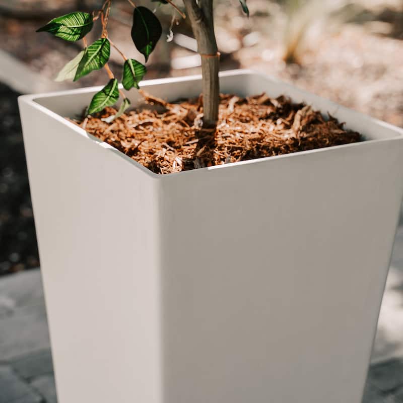 XBrand Modern Square Tapered Planter – 28" or 30" Tall, Indoor & Outdoor Use