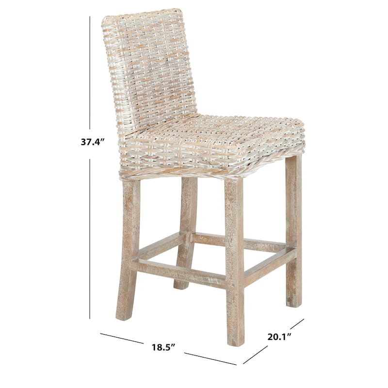 SAFAVIEH Tobie Rattan 23.6-inch Counter Stool