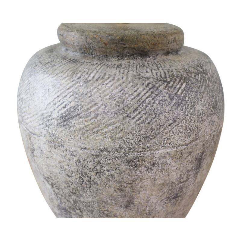 Approx.16 Inch High Rustic Vintage Sandstone Table Lamp - White