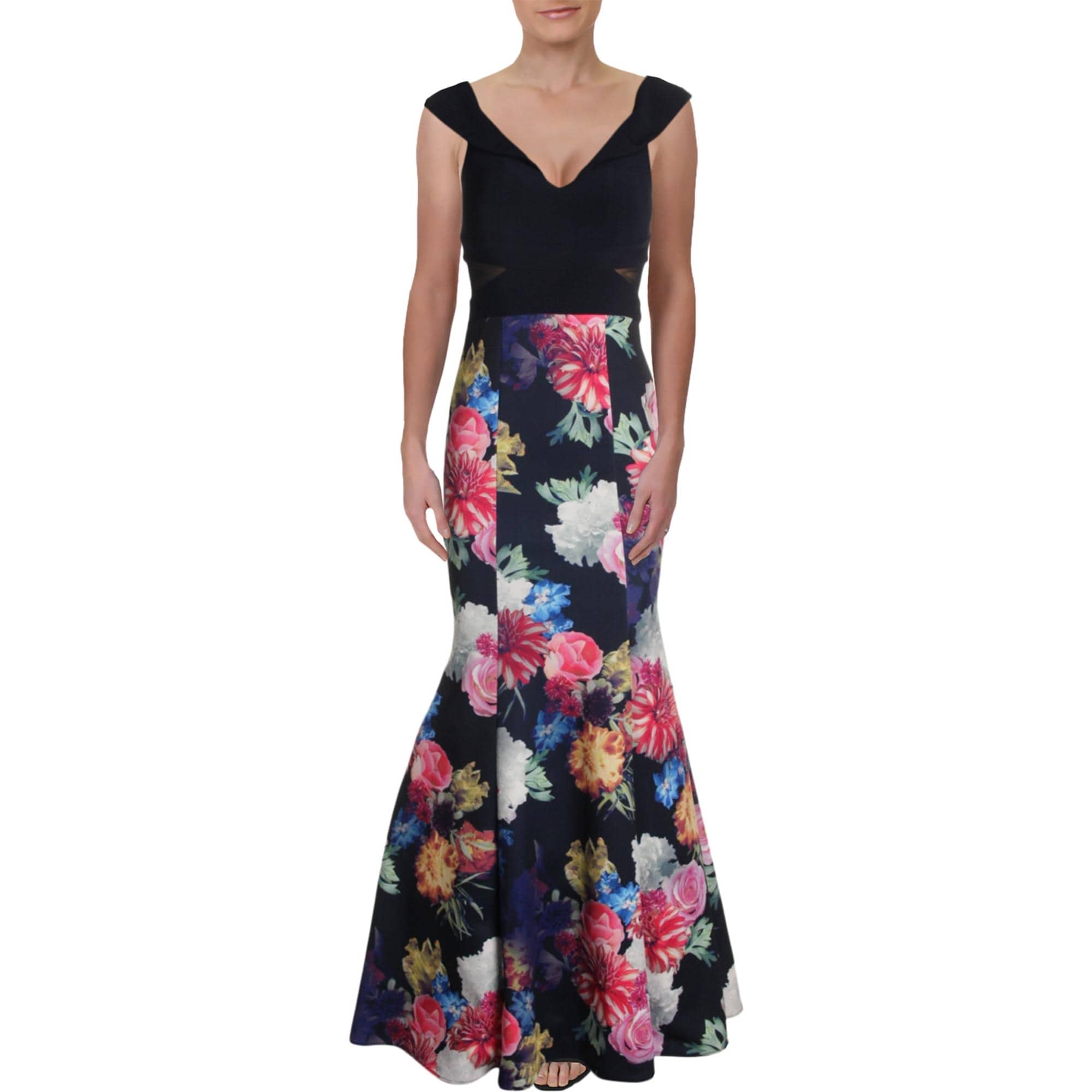 xscape floral evening dress