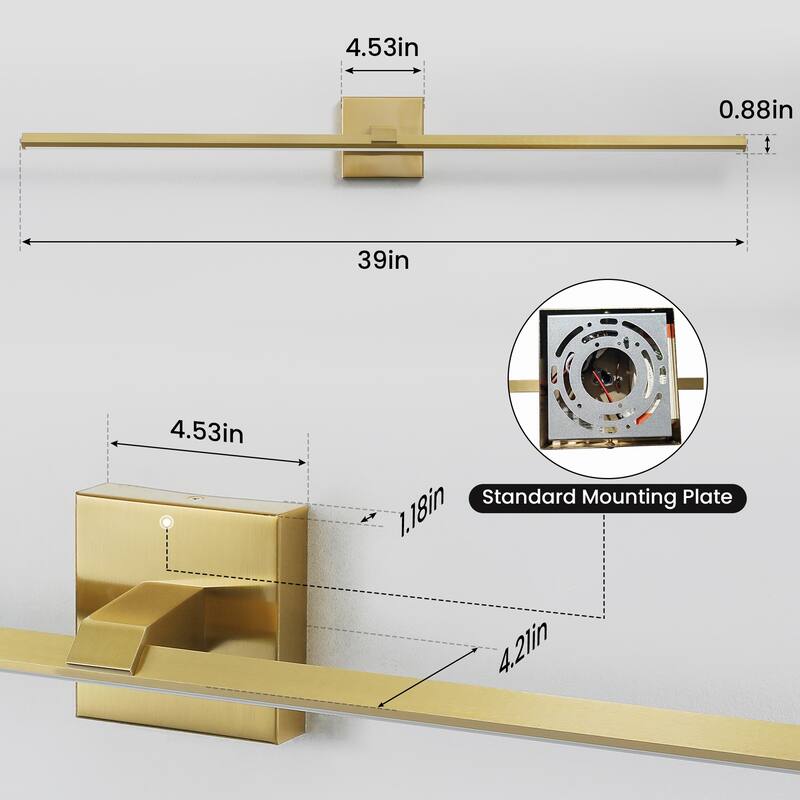 Modern Vanity Lighting Fixtures 24/32/39'' Bathroom Vanity Lights Over Mirror Wall Sconce for Bathroom