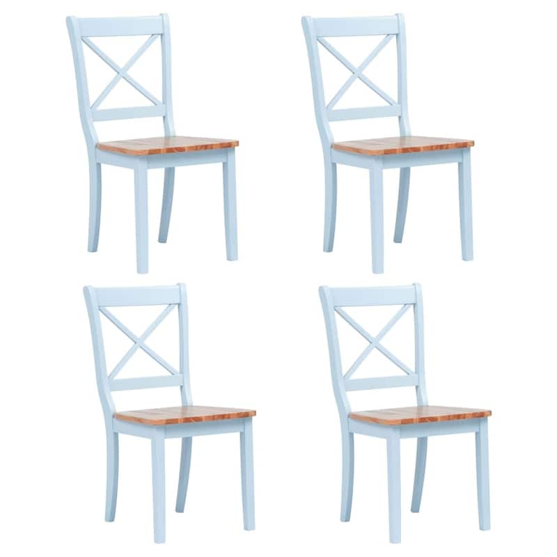 vidaXL 2/4x Dining Chairs Solid Wood Rubber Dining Room Chair Multi Colors - 17.9" x 20.5" x 35.4" - Set of 4 - Gray and light wood