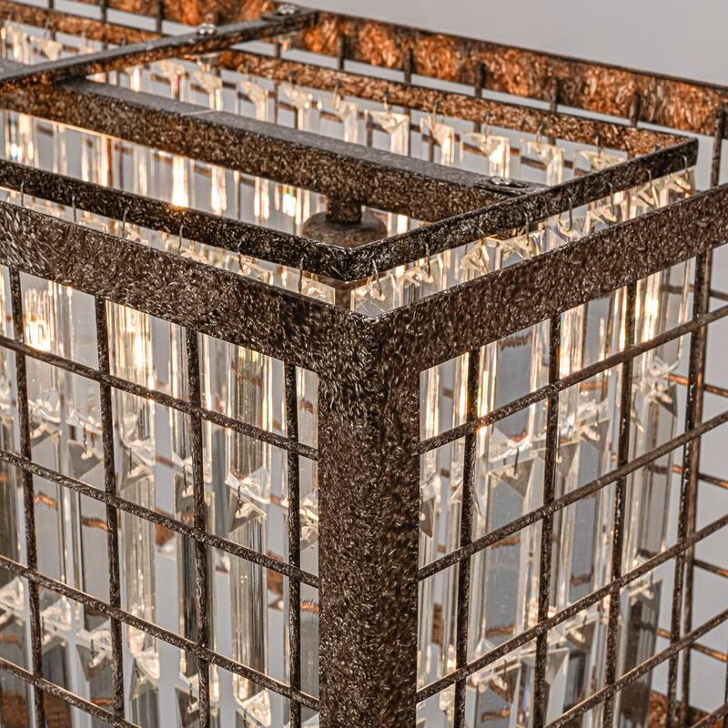 Farmhouse 4-Light Crystal Chandelier Rectangle Kitchen Island Pendant