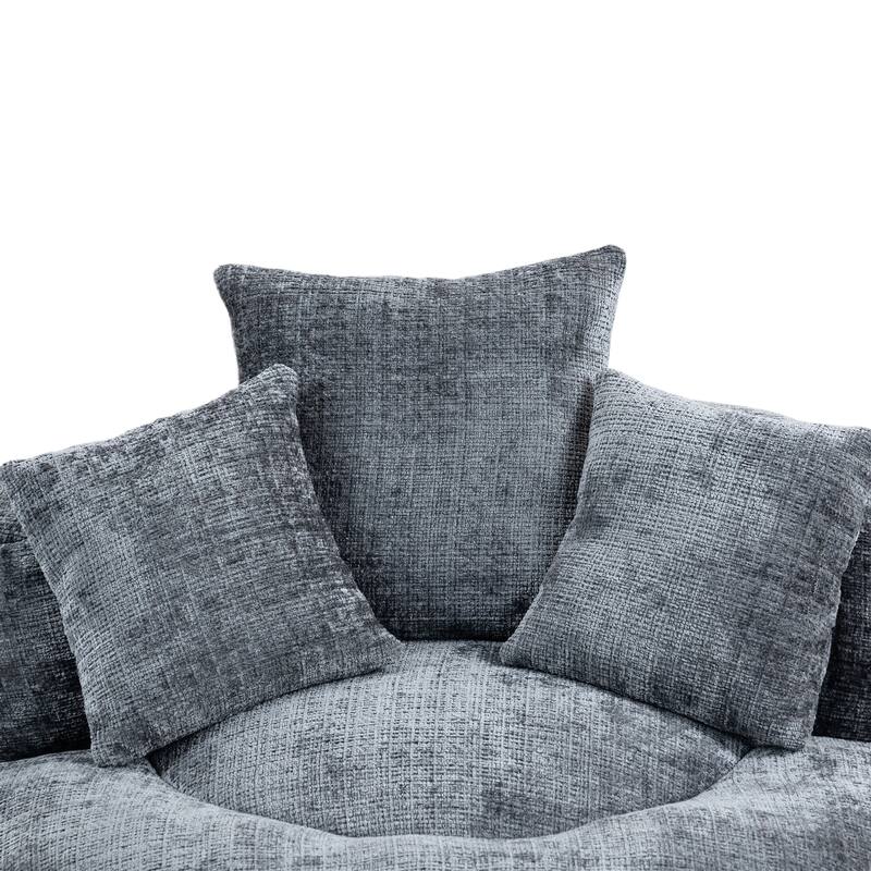 Chenille High Back Lazy Sofa with 3 Pillows and Oversized Bean Bag Chair