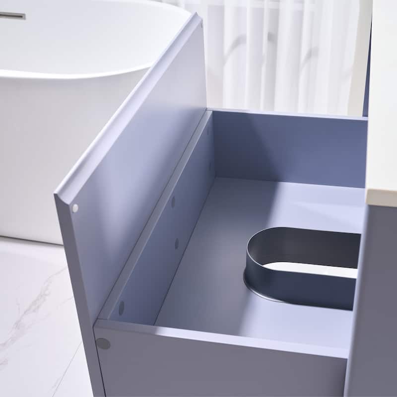 20'' H Modern Wall-Mount Bathroom Vanity With White Quartz Top and Single Sink