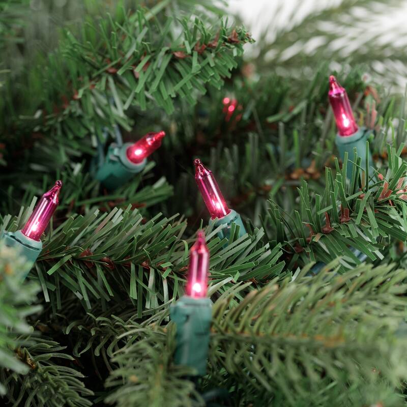 Mini Christmas Light Set - Pink - 34' Green Wire - 100ct