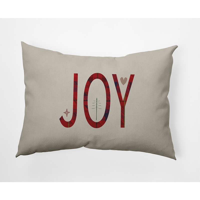 Joy Filled Season Christmas Soft Spun Polyester Indoor/Outdoor Throw Pillow