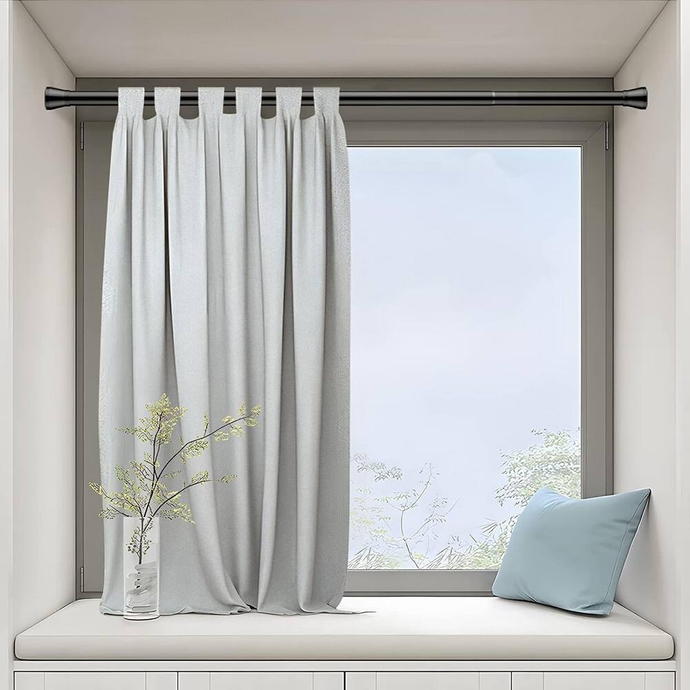 Spring Tension Curtain Rod 28 to 48 Inch Small Shower Rod Black On