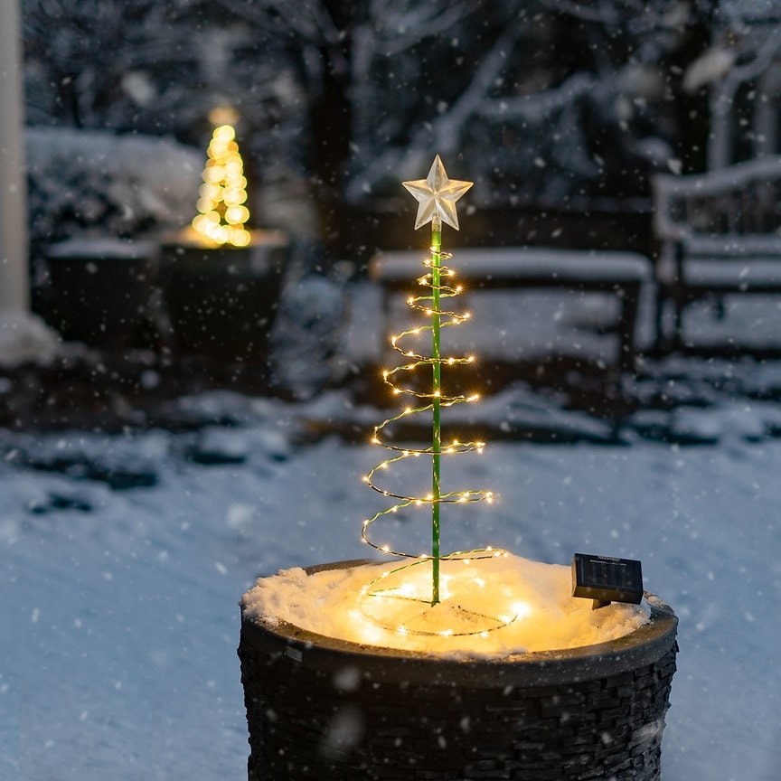 Solar Pre Lit LED Metal 2ft. Christmas Tree Outdoor Light Decoration 2 Pack On Sale Bed Bath Beyond 36855825