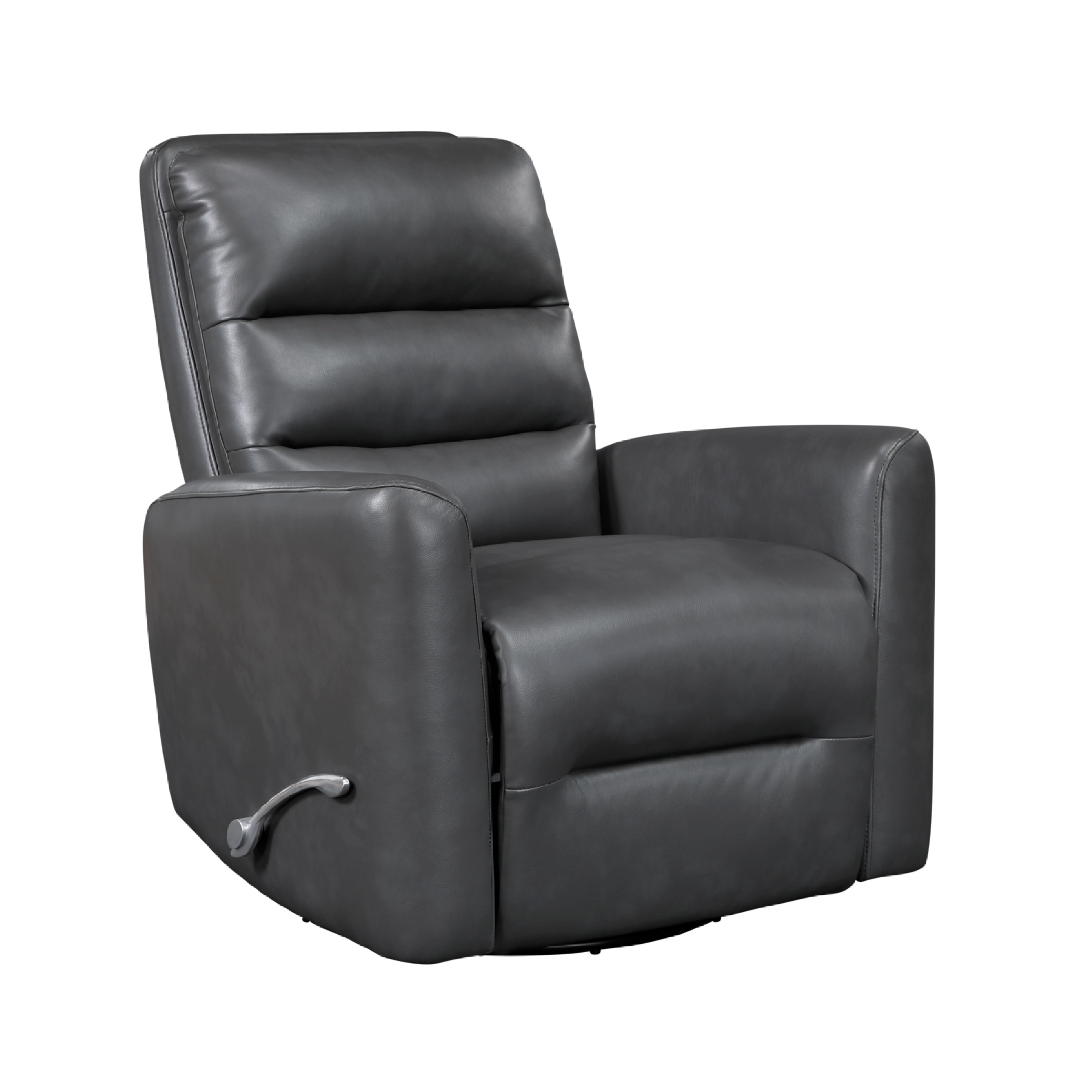 Demy Swivel Glider Manual Reclining Chair, Gray Faux Leather Cushions