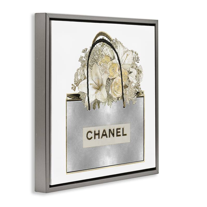 Stupell Flowers in Silver Bag Framed Floater Canvas Wall Art Design By Madeline Blake