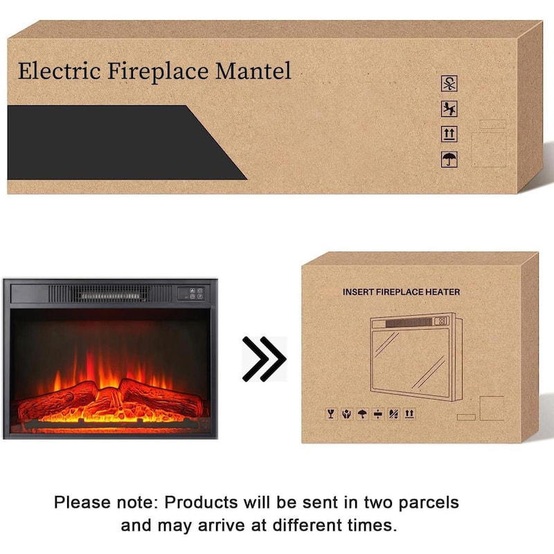 78 inch Electric Fireplace Mantel Fireplace TV Stand Entertainment Center with 30 inch Fireplace Insert Heater and Storage