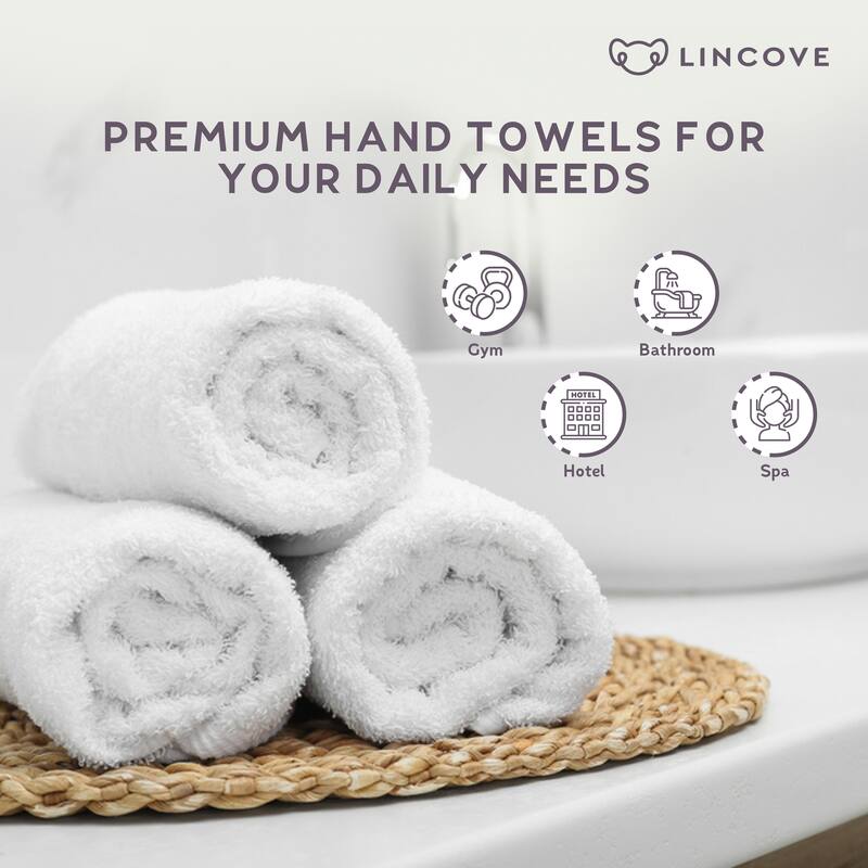 Lincove Luxury Hand Towels - Hotel & Spa, 100% Turkish Cotton Towels, 600 GSM Highly Absorbent & Eco Friendly