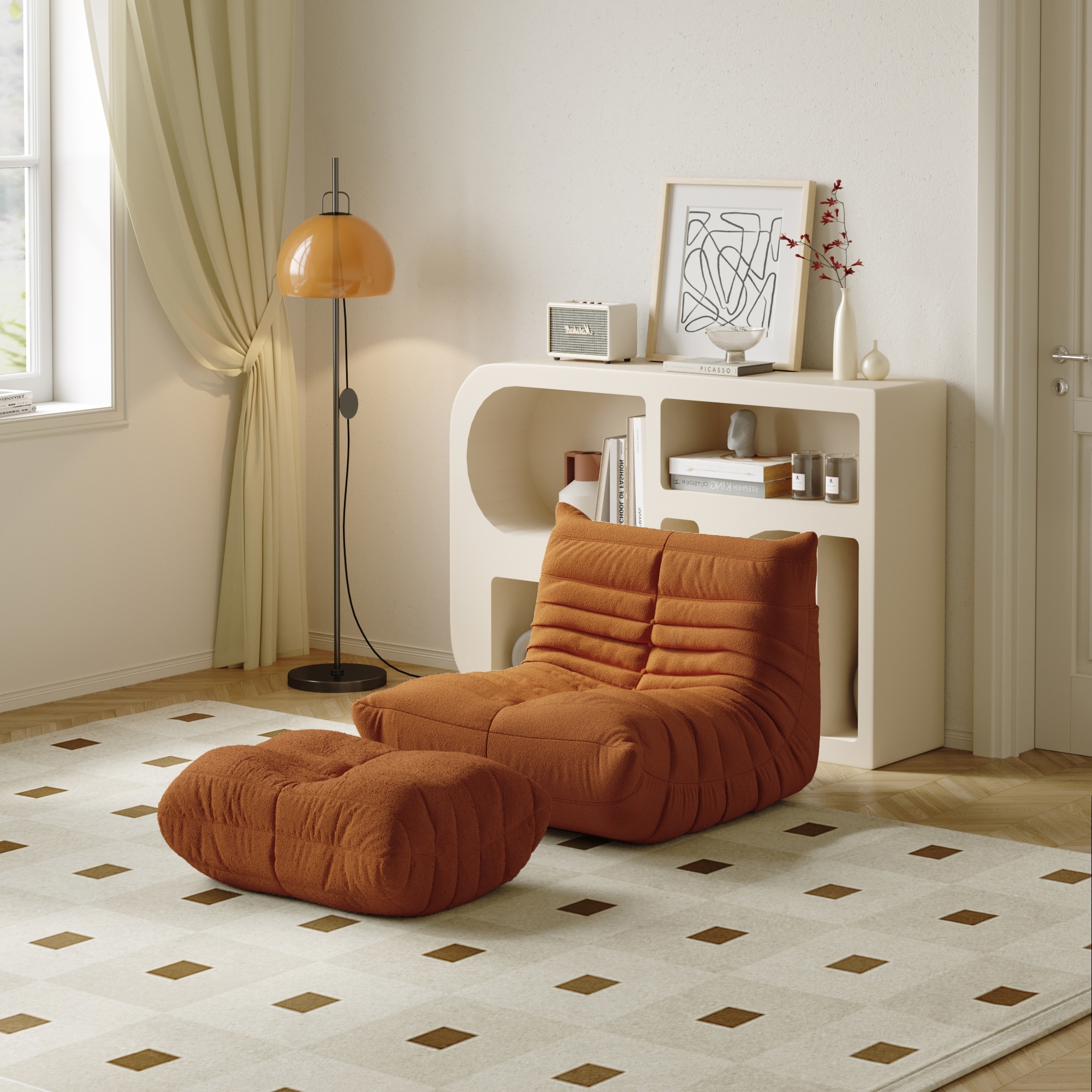 Fireside Chair with Ottoman Lazy Floor Sofa For Living Room On Sale Bed Bath Beyond 39312970