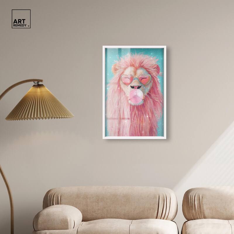 Pastel Lion Bubblegum Shadowbox by Art Remedy