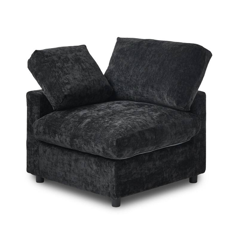 Modern L-shaped Sectional Sofa for Living Room,Chenille Modular Couch, Removable Cover, Spring Cushions, Solid Wood Frame