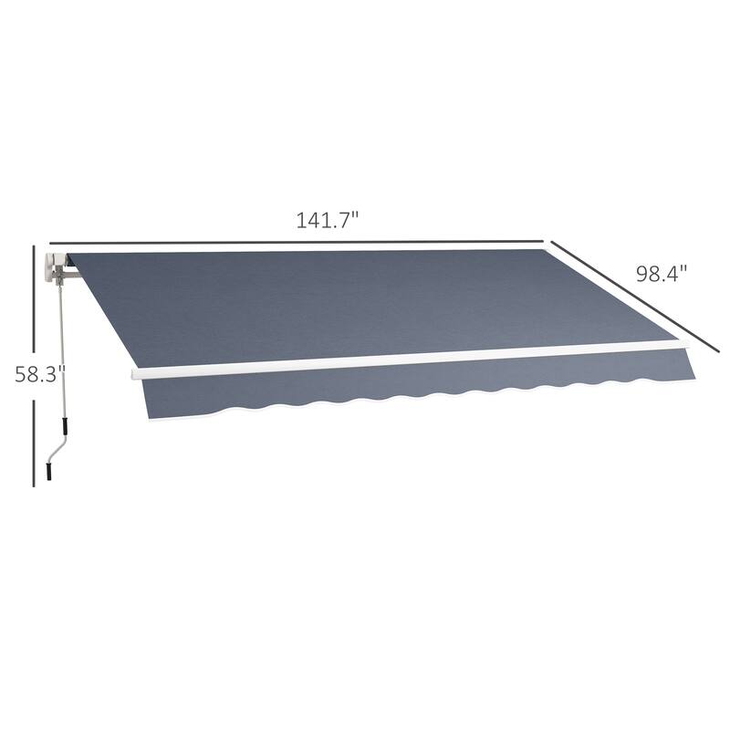Outsunny 12' x 8' Retractable Awning, Patio Awning Sun Shade Shelter with Manual Crank Handle, 280g/m² UV