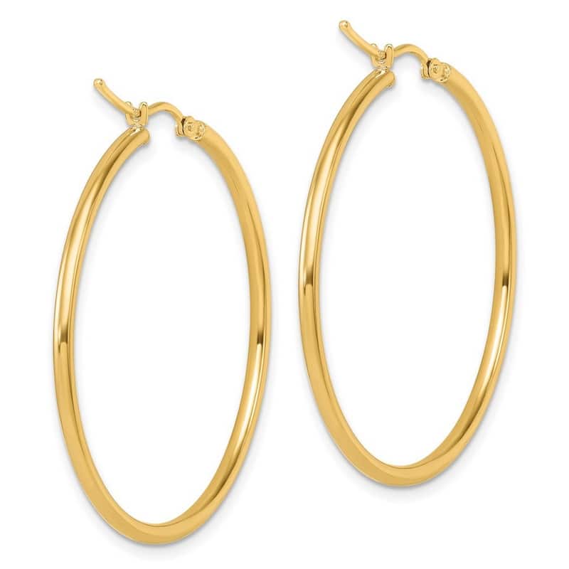 Curata 14k Yellow Gold 40x2mm Polished Hinged Hoop Earrings
