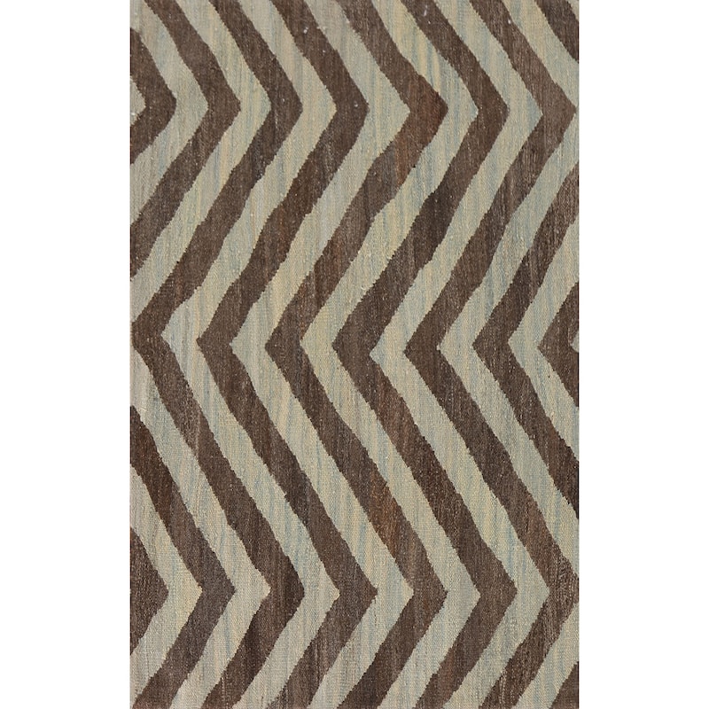 Chevron Kilim Oriental Accent Rug Hand-Woven Wool Carpet - 3'1"x 5'1"