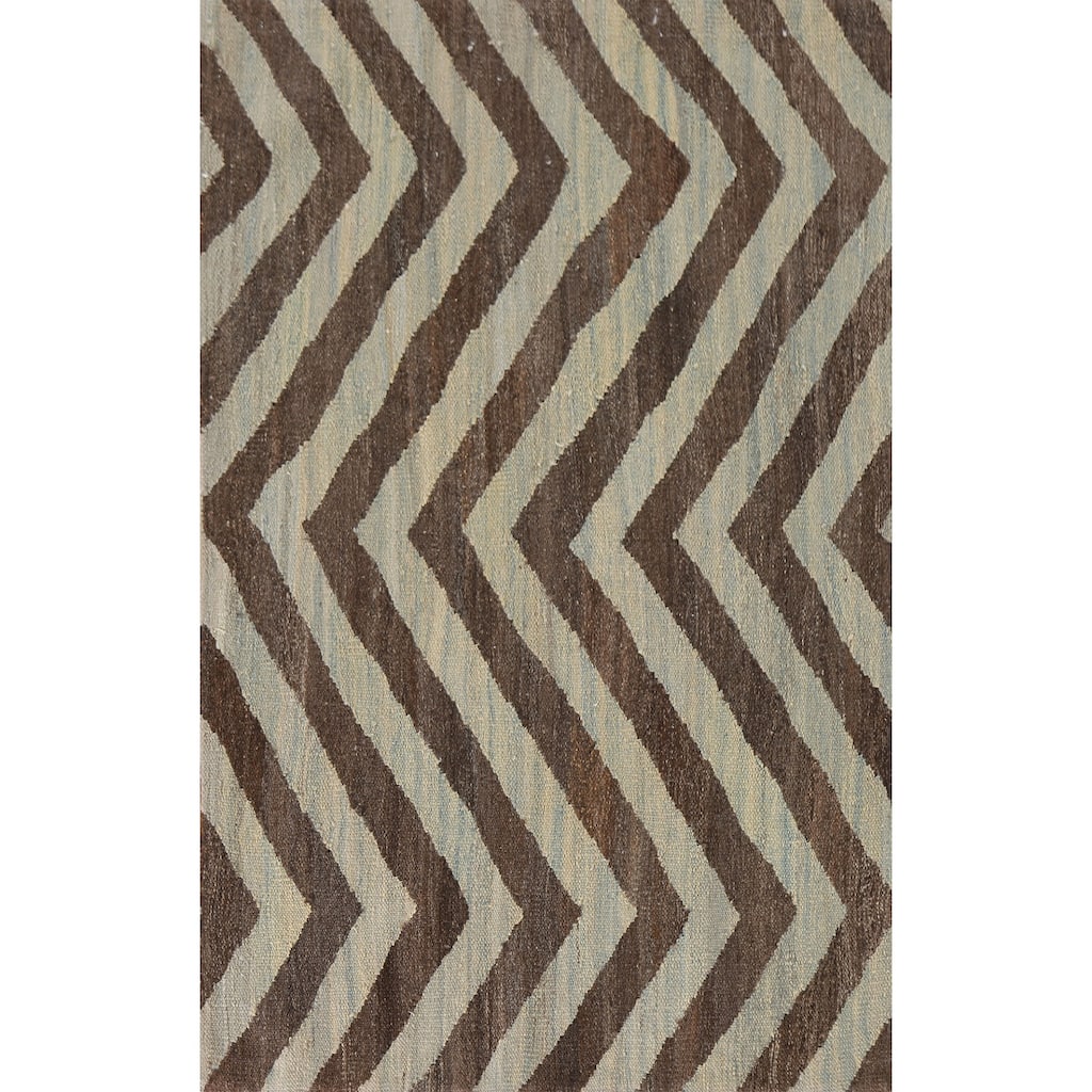 Chevron Kilim Oriental Accent Rug Hand-Woven Wool Carpet - 3'1"x 5'1"