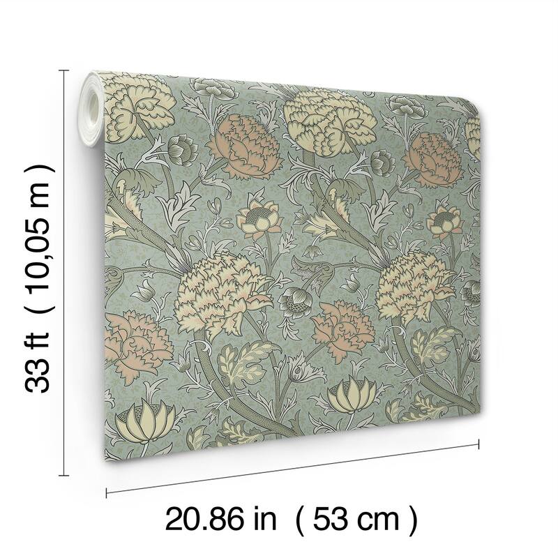 A-Street Prints Cray Light Blue Floral Trail Wallpaper