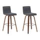 preview thumbnail 57 of 120, Skara Swivel Bar Stool, Upholstered Bar Height Chair with Bentwood Frame Set of 2 - Vintage Black Faux Leather & Walnut