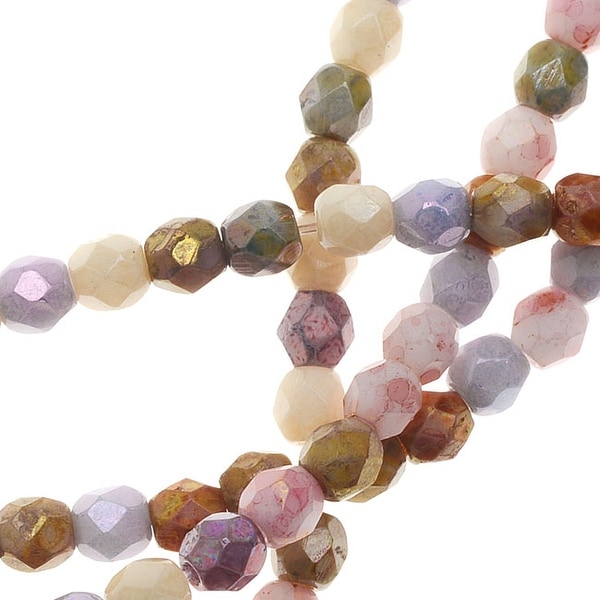 50 Opaque Luster Mix Czech Glass Faceted Round Beads 6MM