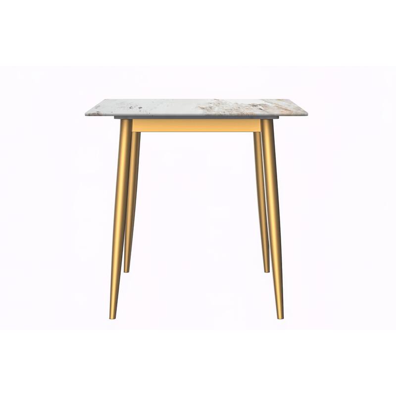 Zayle Dining Table with a 71" Rectangular Top and Gold Steel Base