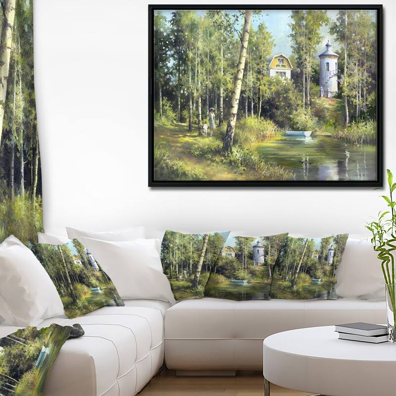 Designart "The River in the Spring" Landscape Art Print Framed Canvas