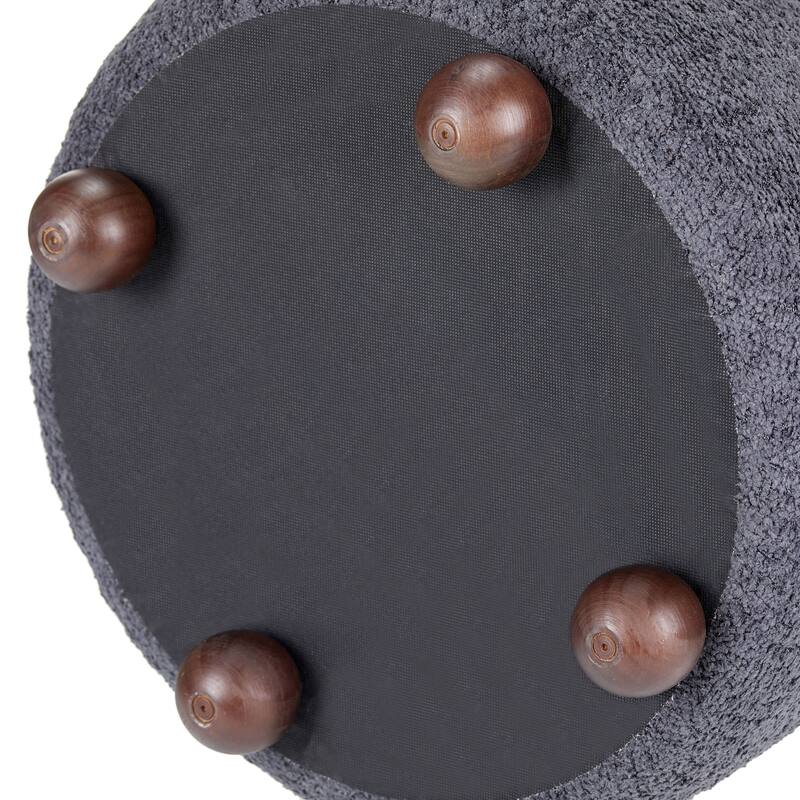 Double Pouf Round Upholstered Vanity Stool and Ottoman Foot Rest