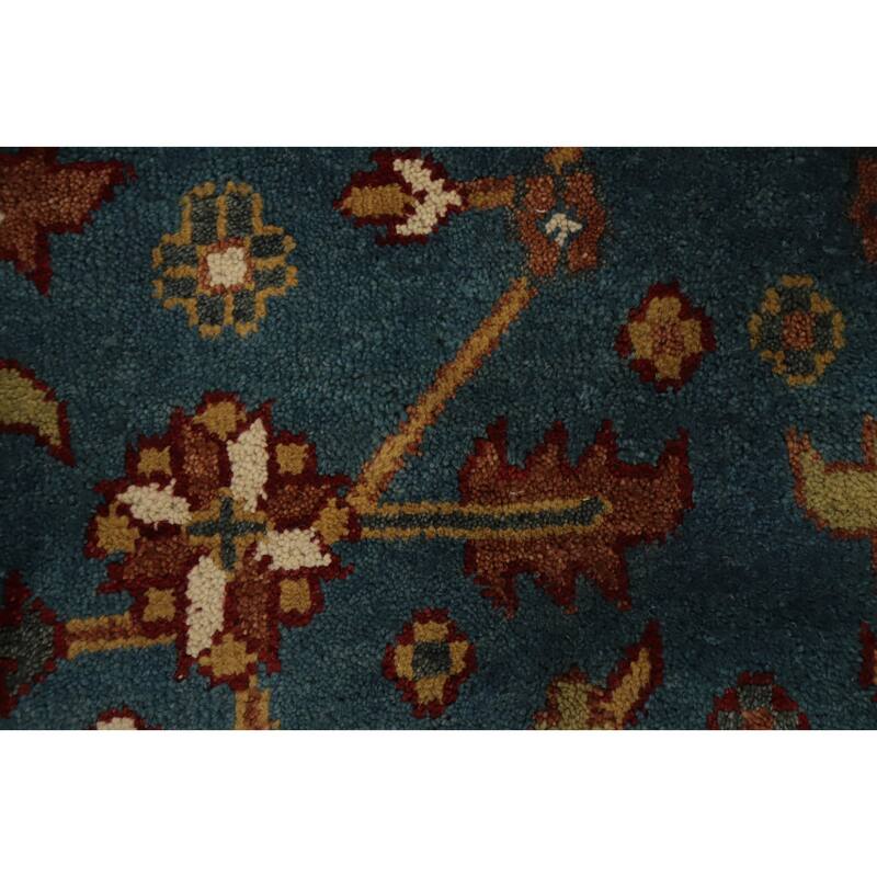Hand Knotted Oriental 100% Wool Carpet Transitional All-Over Navy Blue & Blues Oushak Area Rug - 14' 9'' X 11' 11''