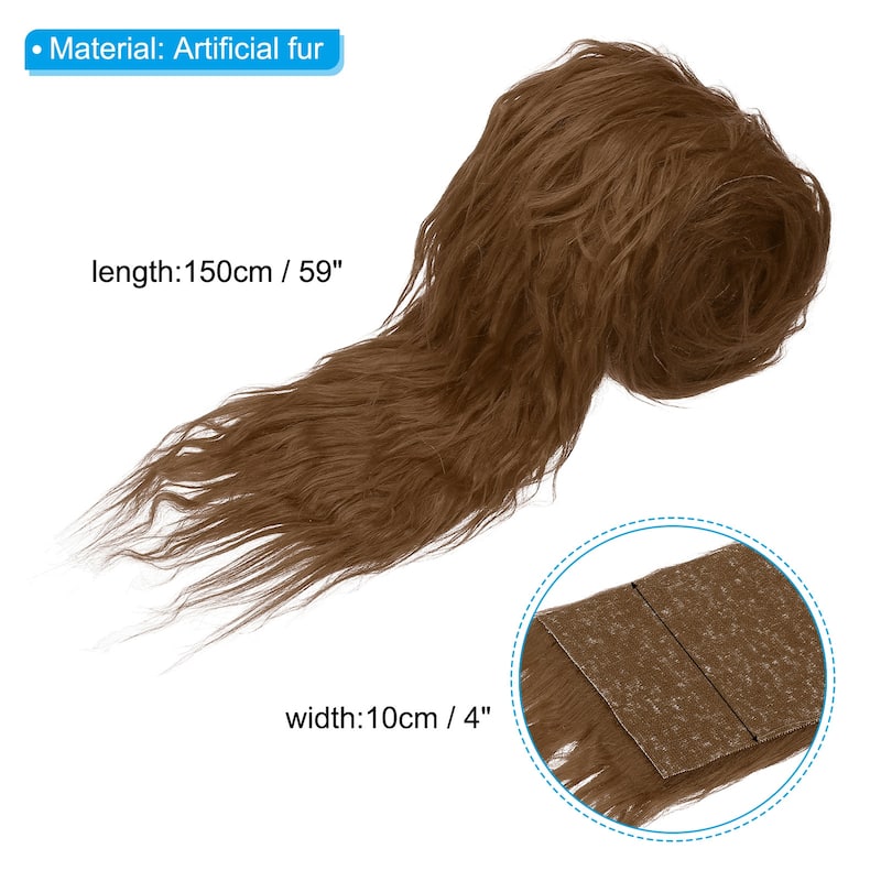 59" x 4" Plush Faux Fur Fabric Precut Strips Faux Fur Ribbon - Brown
