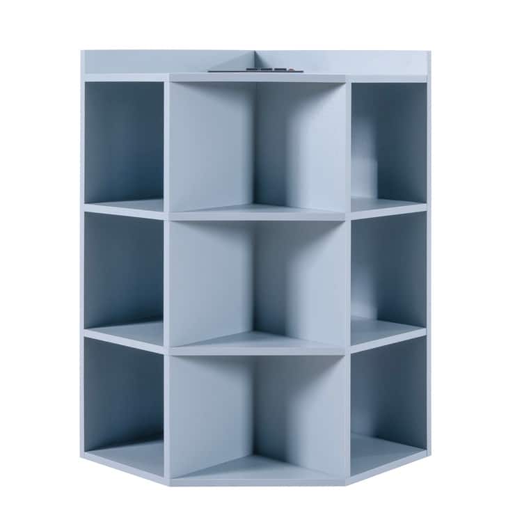 Corner Cabinet with USB Ports and Outlets Corner Cube Storage for Small Space Wooden Storage Cabinet