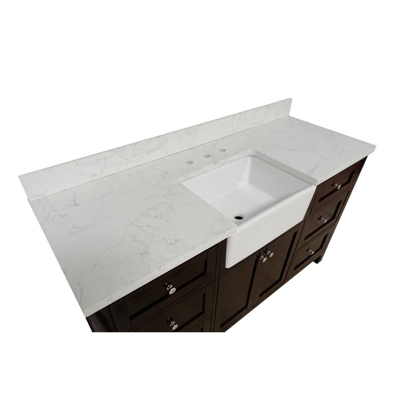 KitchenBathCollection Yorkshire 60" Single Farmhouse Vanity with Engineered Marble Top