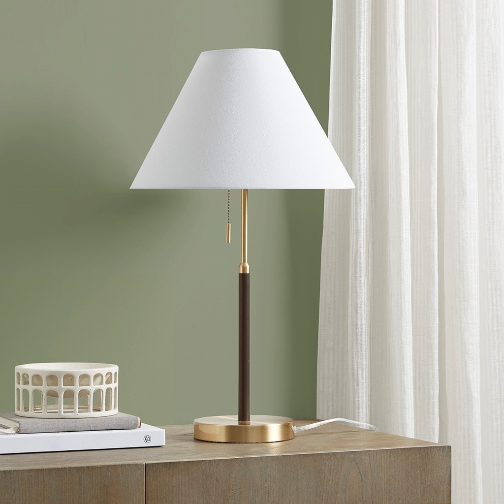 Two Tone Pull-chain Table Lamp, 1 Type A, 9W LED light bulb is included