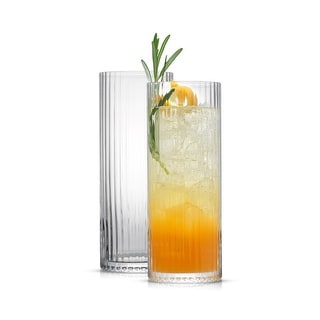 JoyJolt Elle Fluted Highball Juice Tumblers Glass - 16 oz - Set of 2 - 16 oz