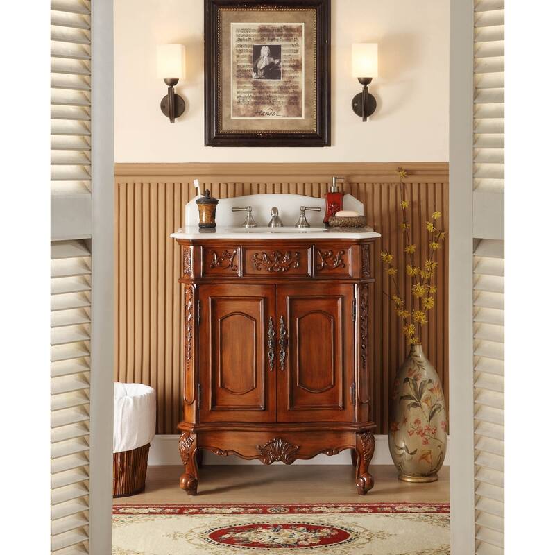 30" Old Timer Classic Ellenton Bathroom Sink Vanity & Mirror Set - Brown