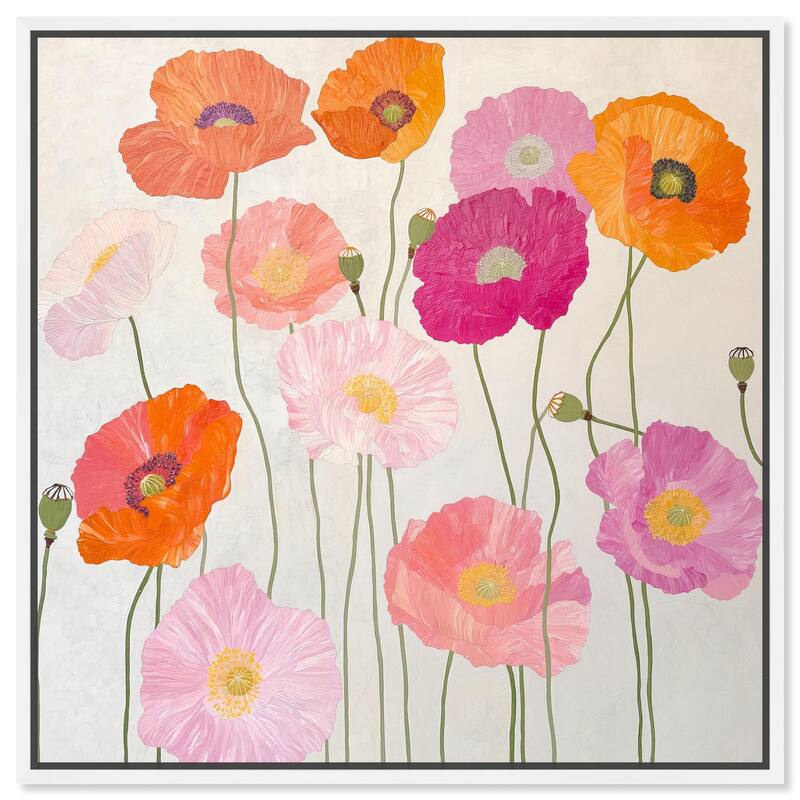 Sunset Poppy Chorus II Canvas by Art Remedy - White - 30" x 30"