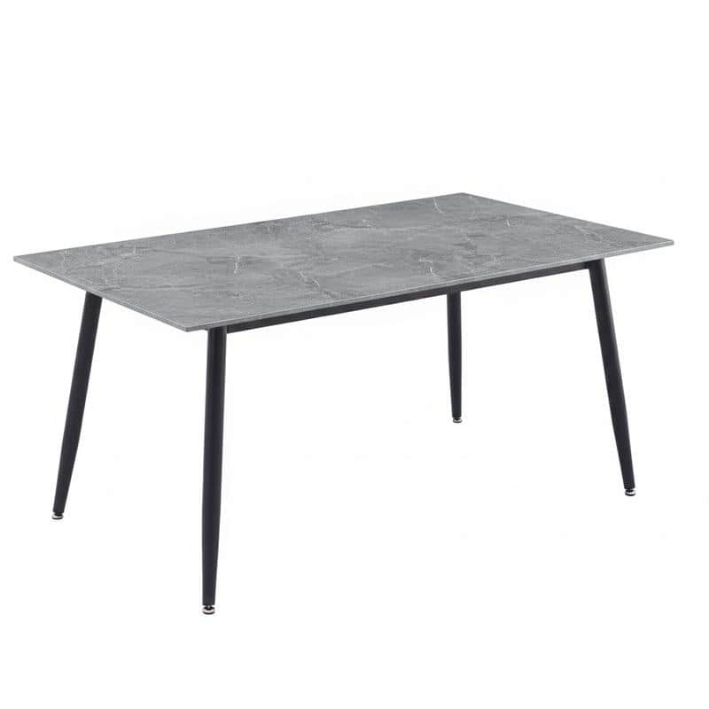 Zayle Series Modern Rectangular Dining Table 55"-71" with Glass or Sintered Stone Top and Powder-Coated Steel Base