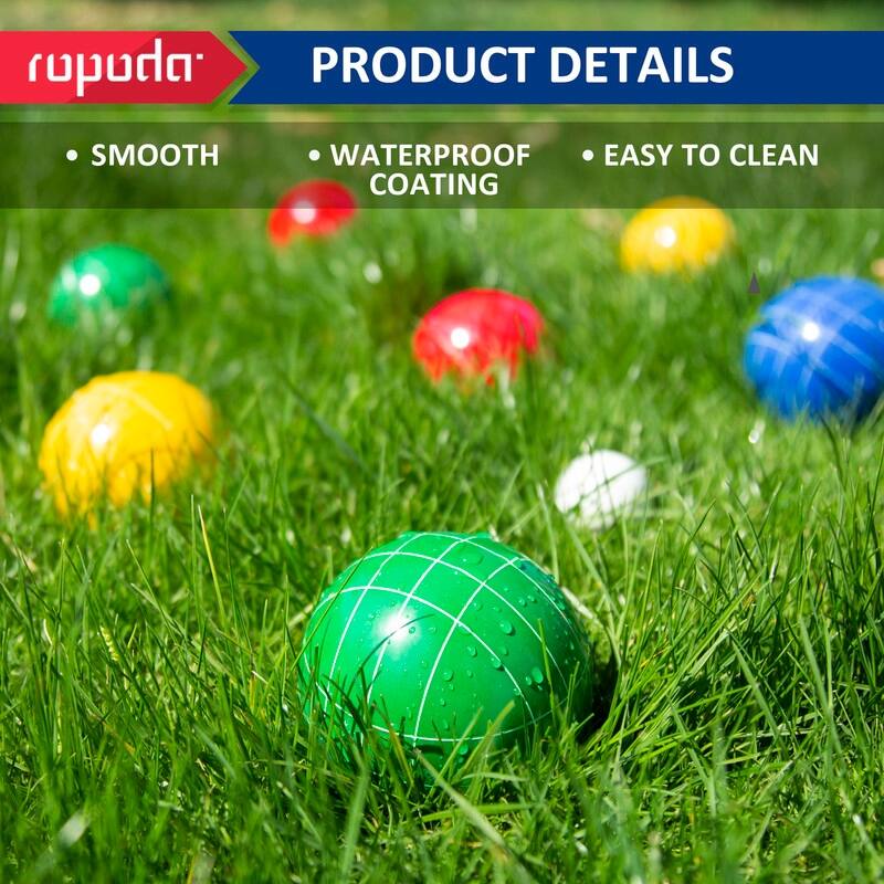 ROPODA 90mm Bocce Ball Set with 8 Balls, Pallino, Case and Measuring Rope