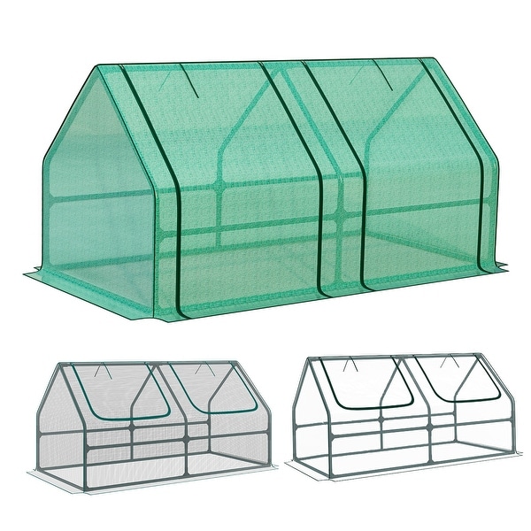 Aoodor 6x3x3 ft Mini Greenhouse with 2 Zipper Doors, 3 Covers - 6