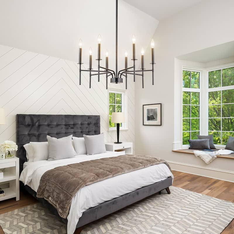 Starsky 8-Light 27'' Traditional Classic Candle Farmhouse Chandelier