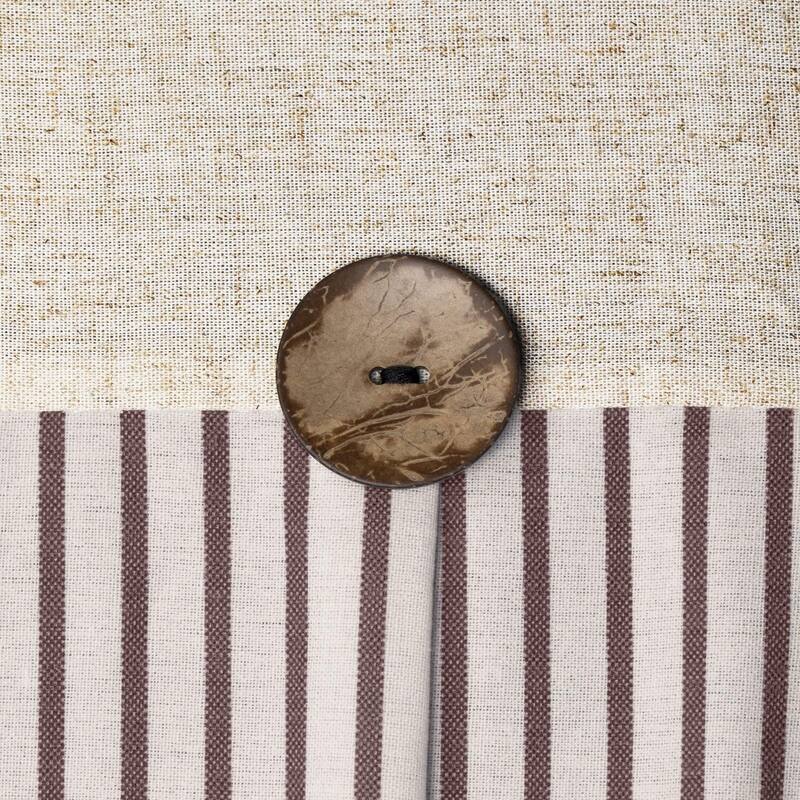 Linen Button Farmhouse Shower Curtain, Beige Cotton Woven, 72x72 Inch