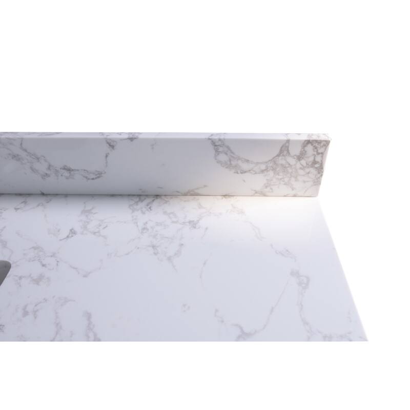 37-Inch Carrara Marble Engineered Stone Vanity Top with Ceramic Undermount Sink - 37in L Stone