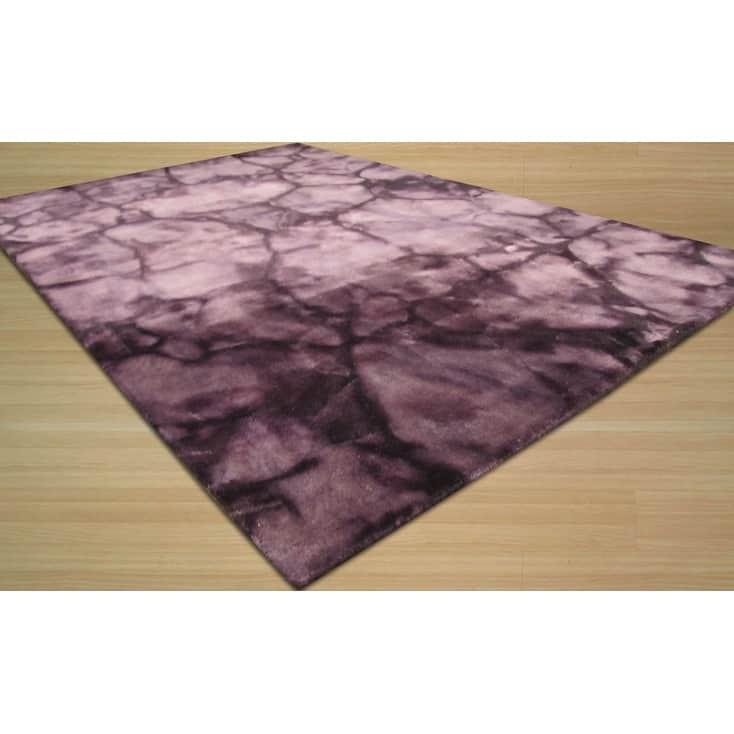 Purple Contemporary Abstract Dip Dyed Area Rug - Modern Elegance and Artistic Flair - 2' x 10'