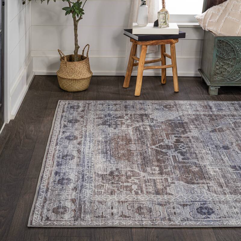 JONATHAN Y Dalyan Ornate Medallion Machine Washable Area Rug