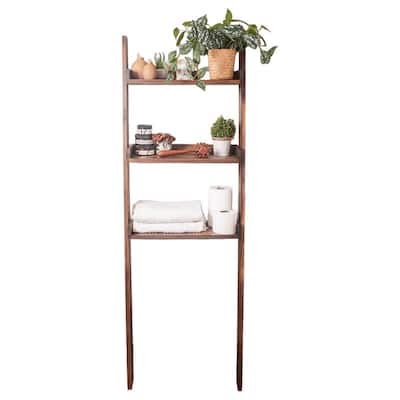 3 Tier Over The Toilet Leaning Ladder Shelf - 10"D x 23.5"W x 68"H