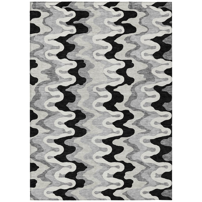 Machine Washable Indoor/ Outdoor Chantille Abstract Ripples Rug