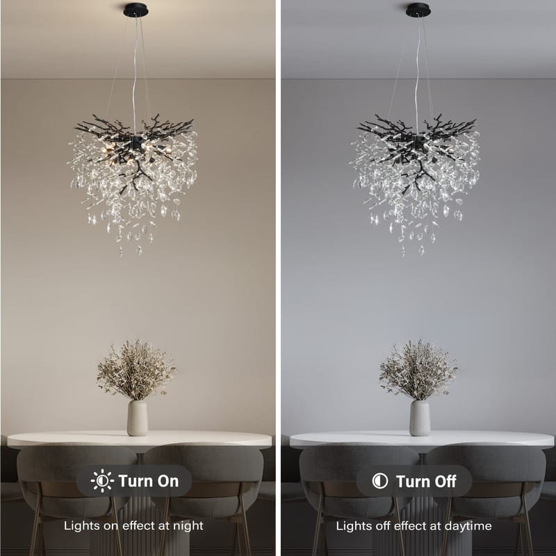 Modern Round Branch Crystal Chandelier, 600-1200mm Diameter, Marquise Cut Crystal Pendant Light