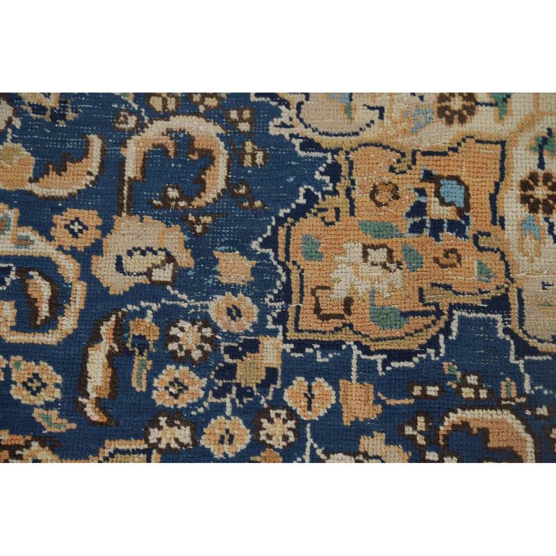 Mashad Vintage Persian Area Rug Handmade Orange Wool Carpet - 7'11" x 11'0"